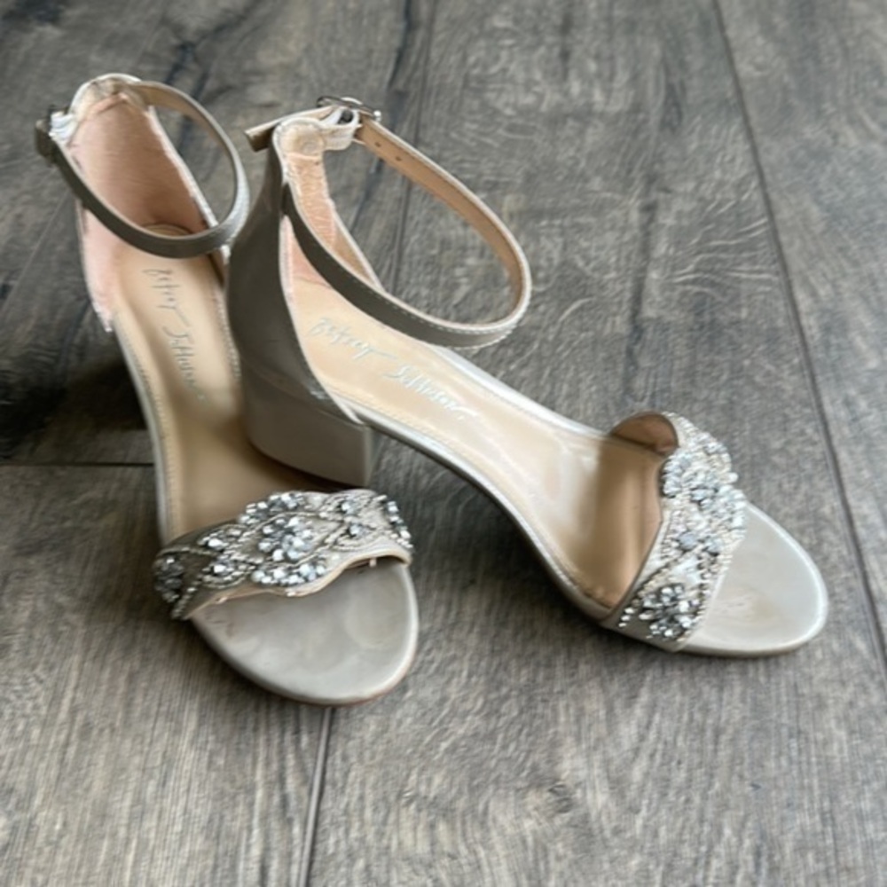 Betsey Johnson shoes metallic pumps amazing jewels ankle straps style is Blue